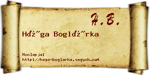 Hága Boglárka névjegykártya
